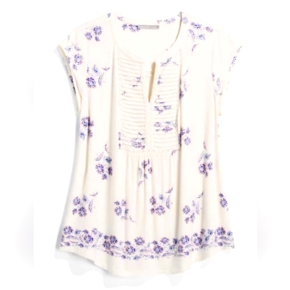 Daniel Rainn Patoka Pleated Split Neck Knit Top